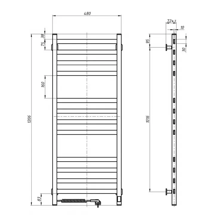 Grzejnik łazienkowy elektryczny nierdzewny AVANGARD Sensor | LDhiver