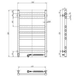 Grzejnik łazienkowy elektryczny Navin Ellipse Sensor CHROM + TIMER