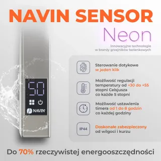 Grzejnik łazienkowy elektryczny Navin Ellipse Sensor CHROM + TIMER